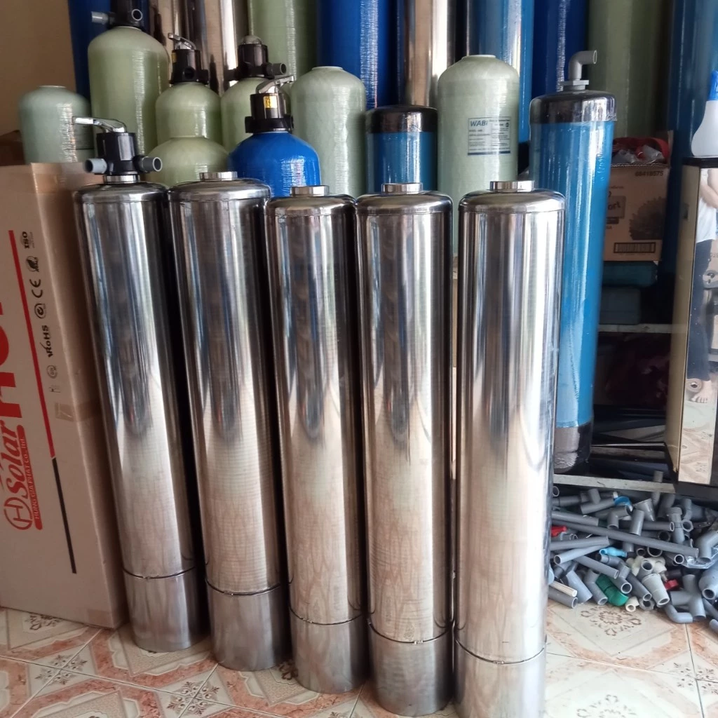 Cột lọc inox sử dụng van 3 ngã